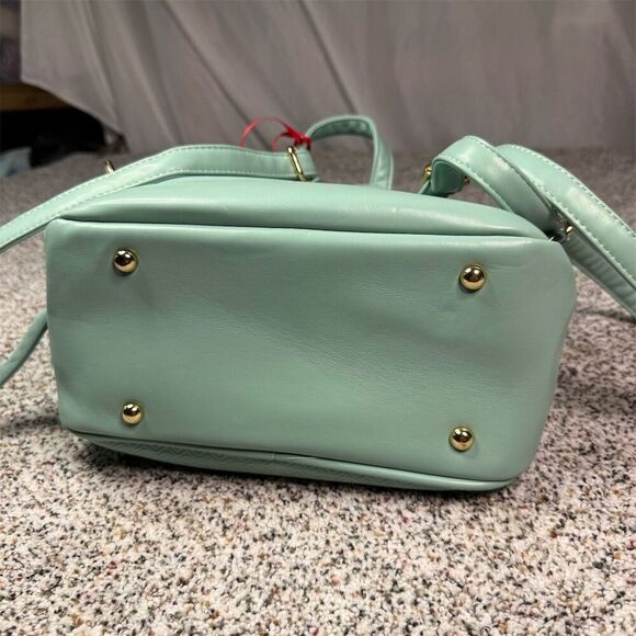 Montana West Women's Turquoise Crocodile Texture medium Backpack Purse - Picture 3 of 9